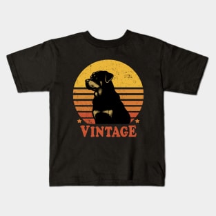 Vintage Rottweiler Dog Retro Sunset Dog Lover Kids T-Shirt